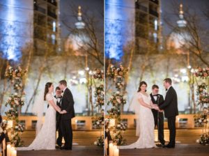 A Bride And Groom Exchange Vows In Front Of A Building In New York City