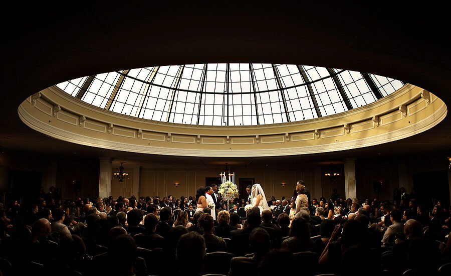 A New York City wedding ceremony under a dome. A New York City wedding ceremony under a dome.