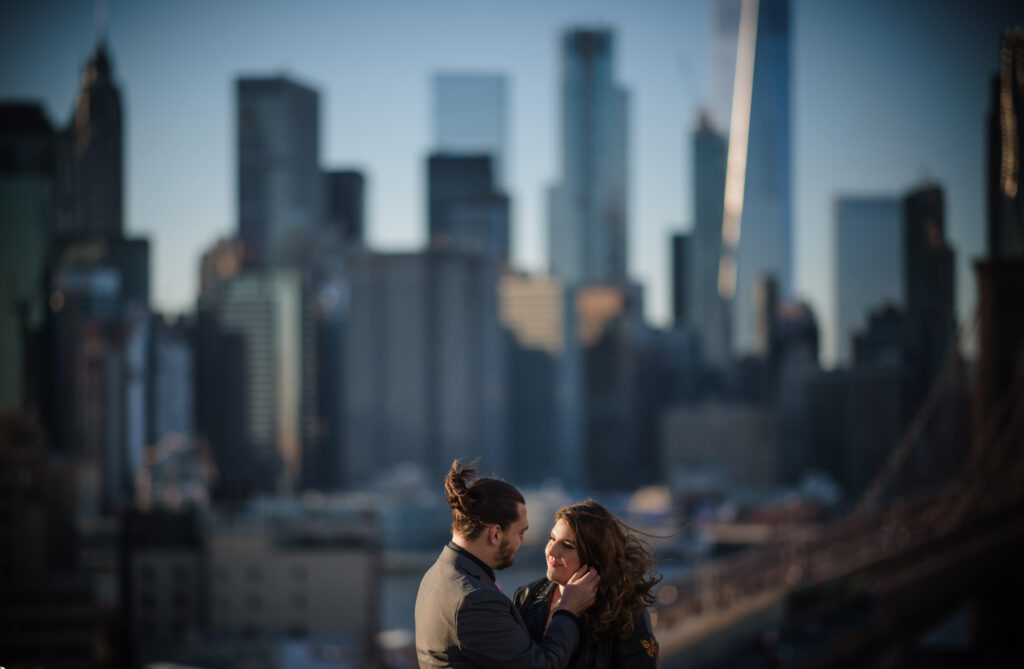 Capture the magic of a Brooklyn winter elopement with stunning engagement photography on the iconic Brooklyn Bridge.
