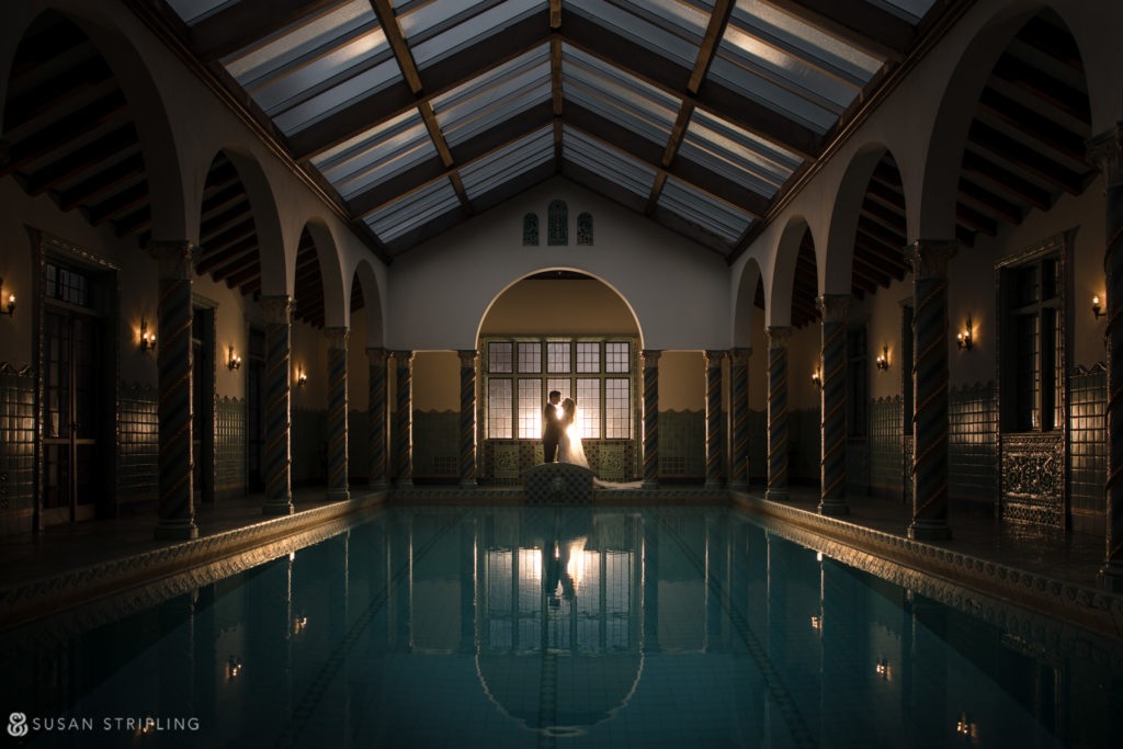 Pool at Pleasantdale Chateau for wedding photos