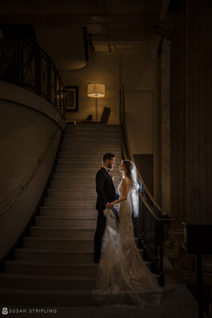 Philly Ritz Carlton Hotel wedding staircase photos