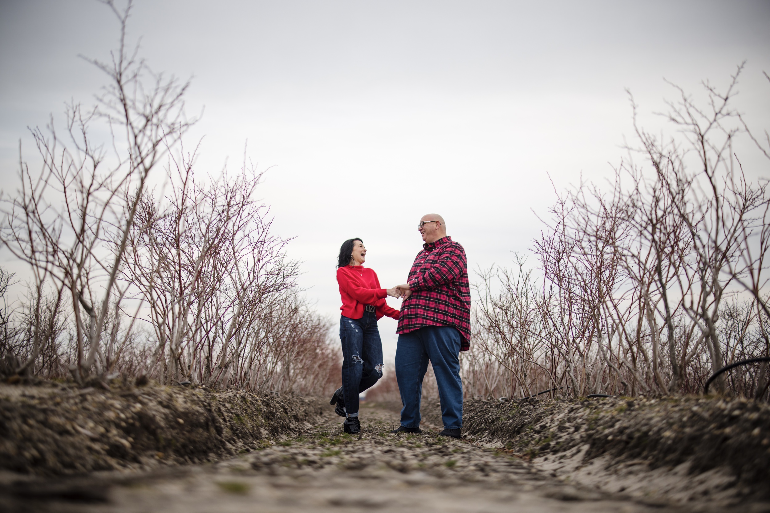 Winter New Jersey engagement session in plaid shirts