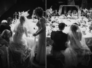 A wedding couple is sitting at a table at Capitale in NYC.