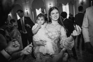 A woman and her daughter dancing at a wedding reception at the Yale Club.