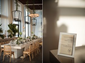 A wedding reception table set up at the Dorado Beach Ritz Carlton with a sign.