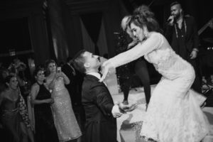 A bride and groom dancing at a wedding reception in Capitale, NYC.