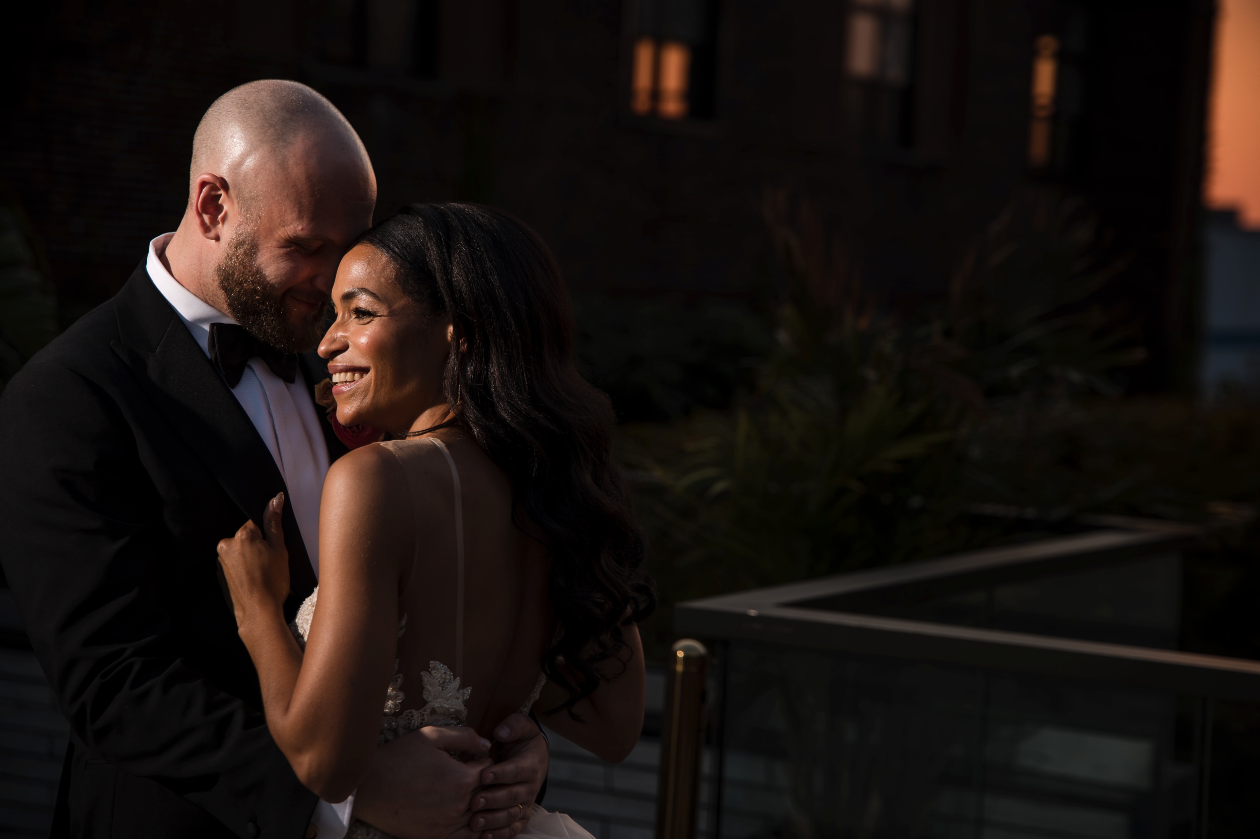 Sunset portraits at a wedding at 74 Wythe.