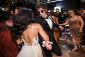 A bride and groom dancing at a Wythe wedding reception.