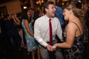 A man and woman dancing at a Brooklyn wedding reception at 501 Union.
