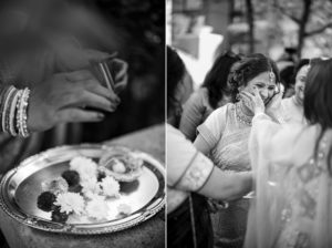 An Indian wedding ceremony in New York with a bride and her bridesmaids.
