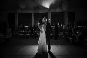A bride and groom sharing their first dance at a wedding in New York.