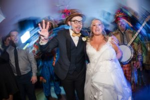 A newlywed couple dancing on the dance floor at their New York wedding.