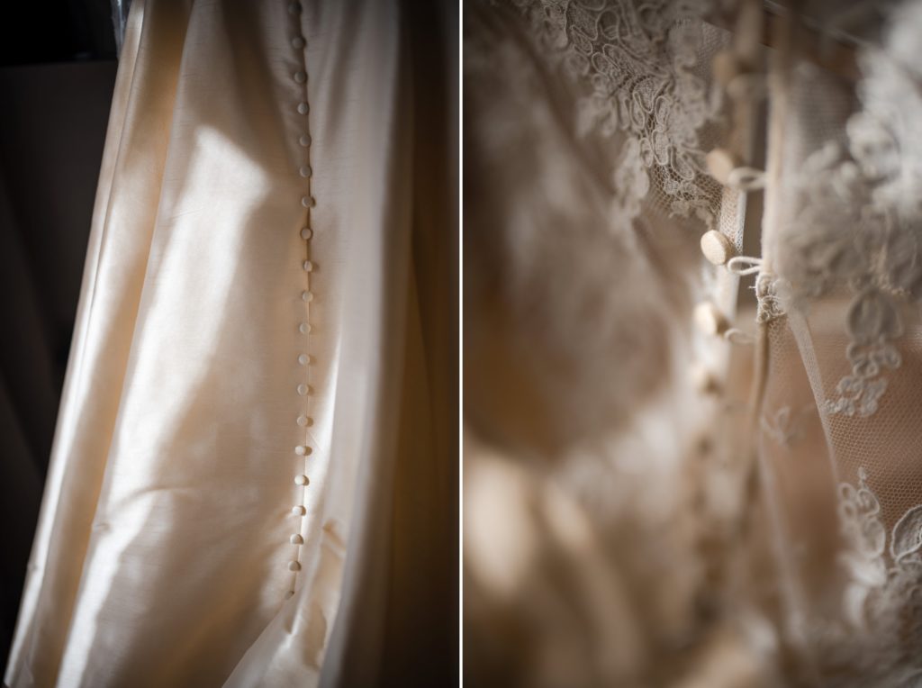 A close up of a wedding dress in New York.