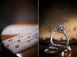 A wedding ring gleams atop a table in New York.
