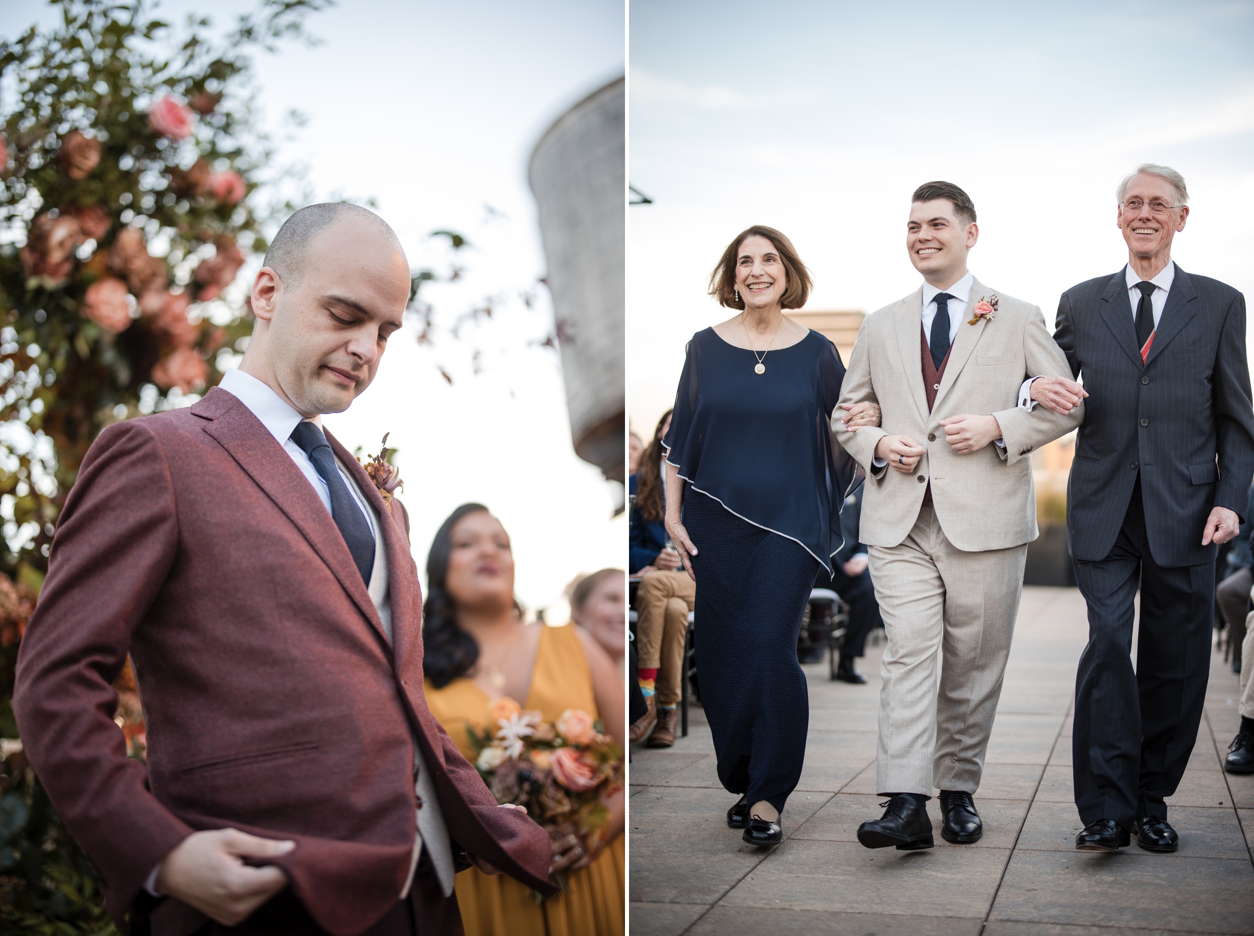 Processional on the rooftop of a Tribeca Rooftop wedding ceremony