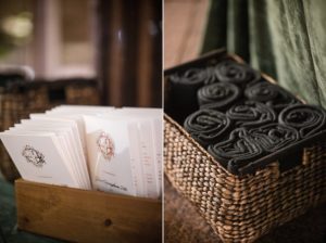 A wicker basket with a wedding program on it, perfect for couples tying the knot in New York.