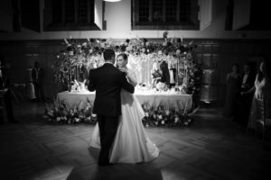 A bride and groom share their first dance at a wedding in New York.