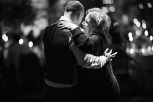 A black and white photo of a couple dancing at a wedding in New York.