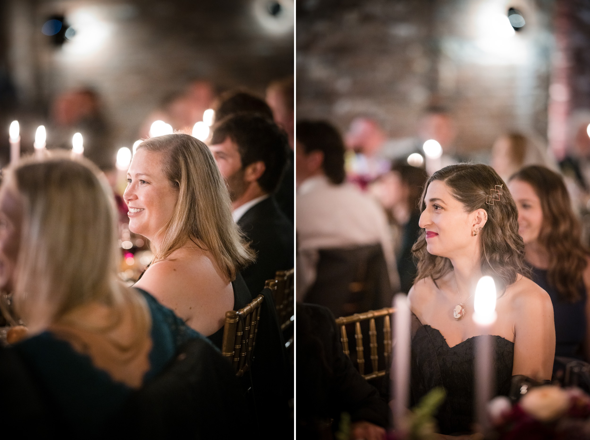 Wedding guests reacting to a toast at a Beekman Hotel wedding in NYC