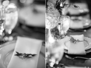 A black and white photo of a table setting in New York.