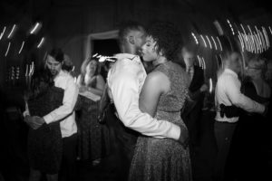 A black and white photo of a couple dancing at a wedding in New York.