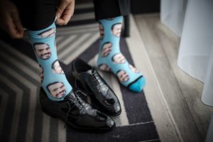 wedding at 74 wythe groom funny socks