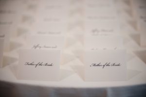 A wedding table with place cards in New York.