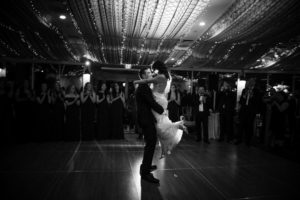 A bride and groom sharing their first dance at a wedding in New York.