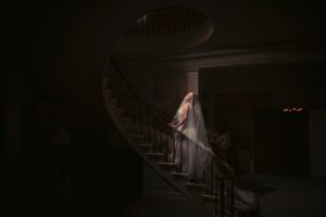 Genesee Valley Club Wedding portrait on spiral staircase