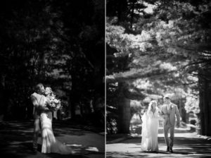 Wedding at Ashford Estate bride and groom walking down the long driveway
