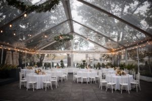 Sanctuary Roosevelt Island Wedding clear tent reception decor