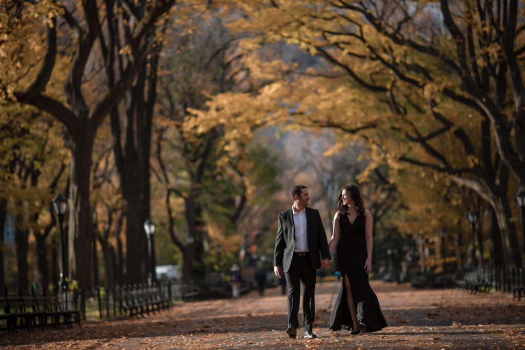 Central Park the mall fall colors for wedding photography