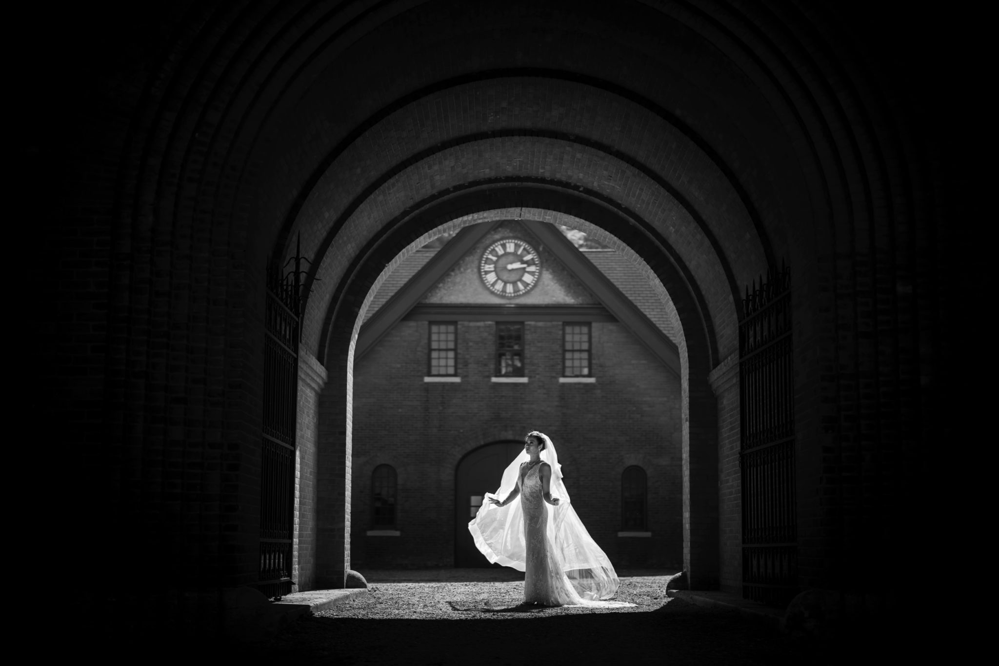 shelburne farms breeding barn bridal portrait Susan Stripling Photography