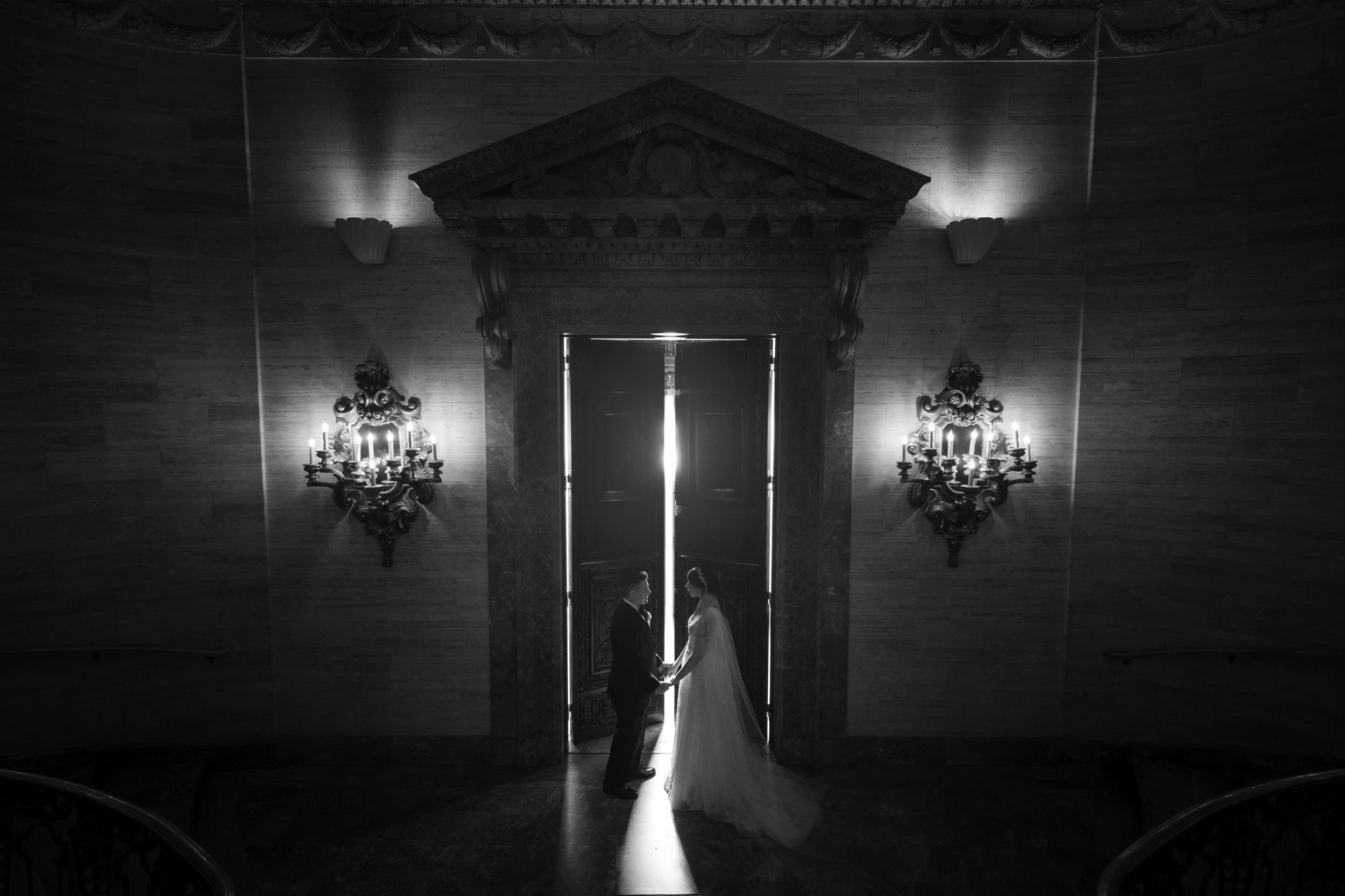 hotel dupont wedding portrait with doors