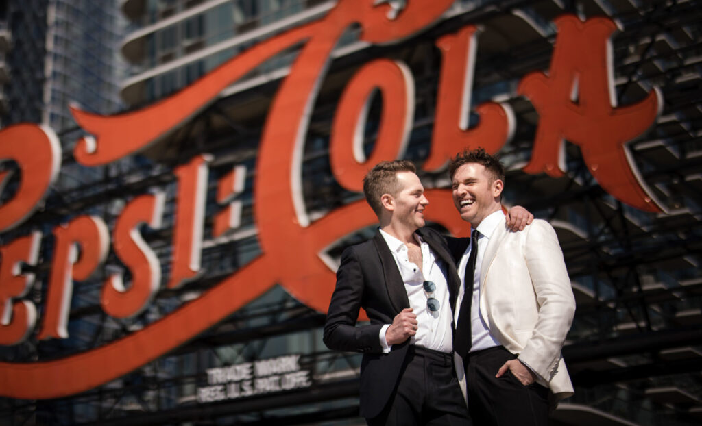 wedding day portraits two grooms long island city