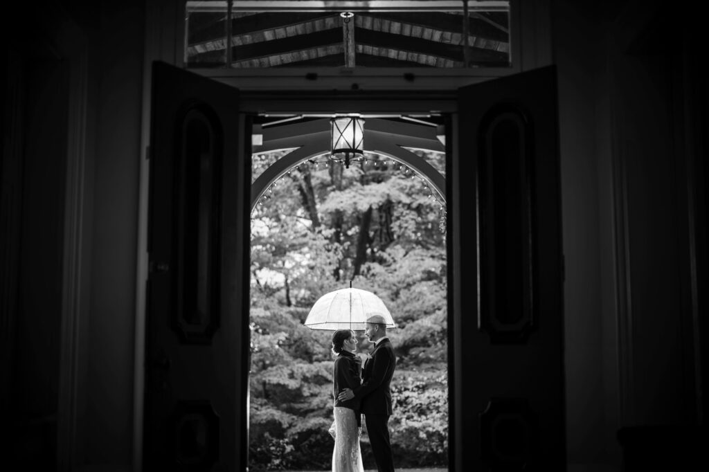 portico awbury arboretum wedding bride groom first look