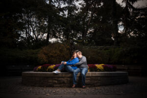 carl schurz park engagement photo of couple
