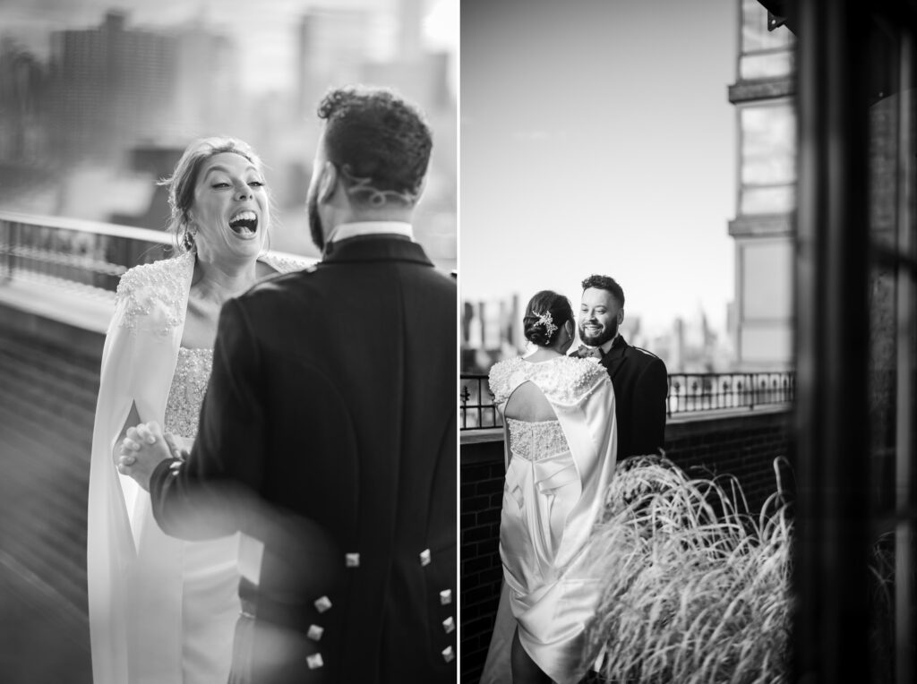 Creative Ideas for a Unique Wedding Day First Look on a Rooftop