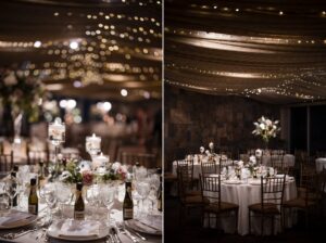 wedding reception table decor with lighting