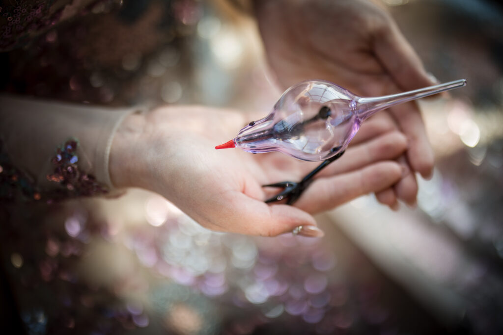 delicate wedding detail glass bird