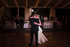 sleepy hollow country club first dance under reception tent at night