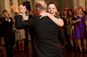 A man and woman dancing at a wedding reception at Colony Club in NYC.