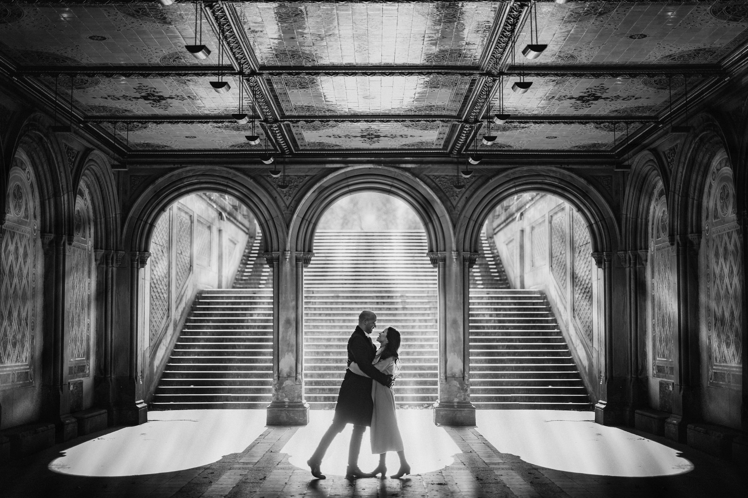 Bethesda Terrace arches Central Park wedding photos