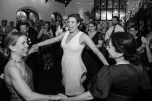 Happy bride dances